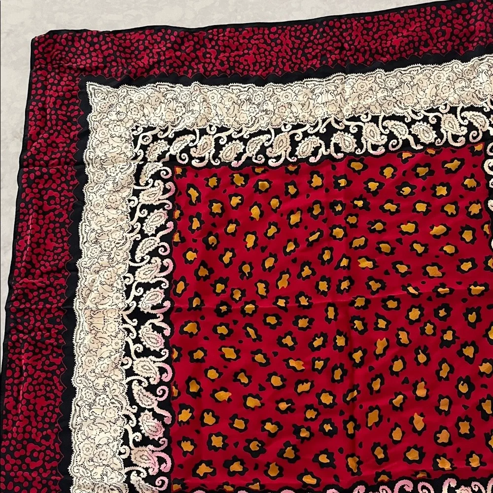 Vintage Christian Dior Silk scarf 34” x 34”leopard and lace pattern luxury